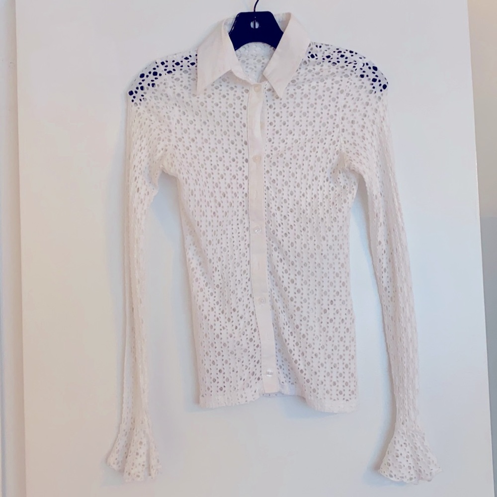 ANNE FONTAINE Eyelet Button-Down Size 40